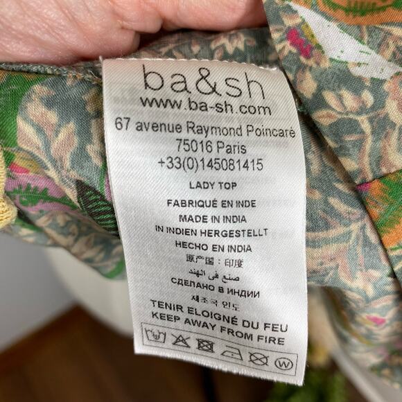 BA&SH Ecru Floral Jerry 3/4 Sleeve Relaxed Scoop Neck Top Large Cotton - Picture 13 of 15